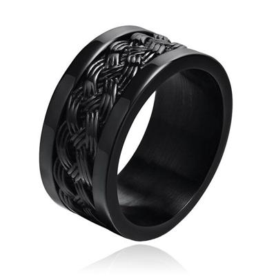 Zwarte mannen Ring Verweven Band - Mendes Jewelry-19mm