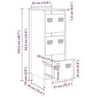 Hoge kast 39x35x103,5 cm staal zwart - thumbnail
