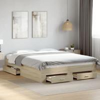 Bedframe met lades bewerkt hout sonoma eikenkleurig 150x200 cm - thumbnail