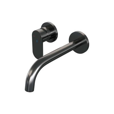 Brauer Gunmetal Edition Inbouw Wastafelmengkraan met Gebogen Uitloop en Rozetten Model C2 Gunmetal Geborsteld PVD