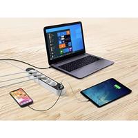 Sygonix SY-4755368 Stekkerdoos met schakelaar Wit, Grijs Randaarde stekker 1 stuk(s) - thumbnail