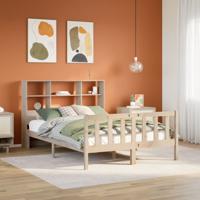Bed met boekenkast zonder matras massief grenenhout 160x200 cm - thumbnail