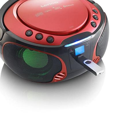 Lenco SCD-550RD Draagbare FM-radio CD/MP3/USB/Bluetooth-speler® met LED-verlichting Rood - SCD-550RD