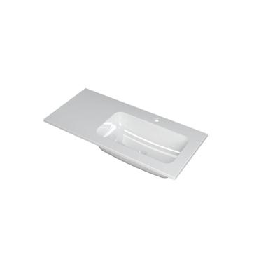 INK Faktor Wastafel Polystone Rechts met 1 Kraangat - 1000x450x15 mm - Glans Wit