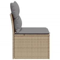 Tuinbank zonder armleuning met kussens poly rattan beige - thumbnail