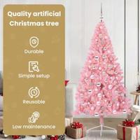 VidaXL Kunstmatig voorverlicht kerstboom met 300 led roze 180 cm pvc - thumbnail
