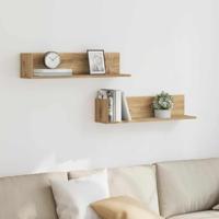 Wandschappen 2 st 75x16,5x16,5 bewerkt hout artisanaal eiken - thumbnail
