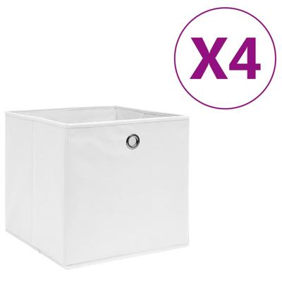 VidaXL Opbergboxen 4 st 28x28x28 cm nonwoven stof wit
