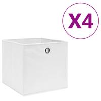 VidaXL Opbergboxen 4 st 28x28x28 cm nonwoven stof wit - thumbnail