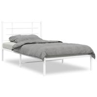 Bedframe met hoofdbord metaal wit 100x190 cm - thumbnail