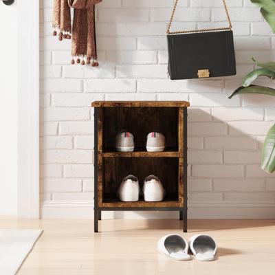 VidaXL Schoenenkast 38x35x50 cm bewerkt hout gerookt eikenkleurig VidaXL Schoenenkast 38x35x50 cm bewerkt hout gerookt eikenkleurig