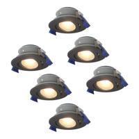 Set van 6 Lima LED inbouwspots - 4 Watt 345 Lumen - 4000K neutraal wit - GU10 - Dimbaar - Rond - Kantelbaar - IP65 Waterdicht - Zwart - Voor binnen, buiten en badkamer - thumbnail