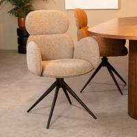 LABEL51 Eetkamerstoel Vidar - Truffel grijs - Boucle - Black Frame - thumbnail