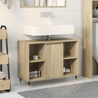 Badkamerkast 80x33x60 cm bewerkt hout sonoma eikenkleurig - thumbnail