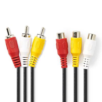 Nedis CVGP24305BK20 Composiet Videokabel 3x Rca Male - 3x Rca Female 2,0 M Zwart - thumbnail