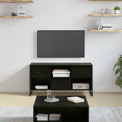 TV-kast met lade Zwart Eiken 100 x 36 x 49,5 cm Bewerkt hout