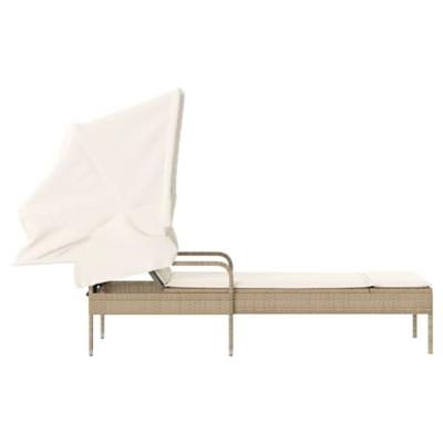 Ligbed met luifel poly rattan beige Ligbed met luifel poly rattan beige