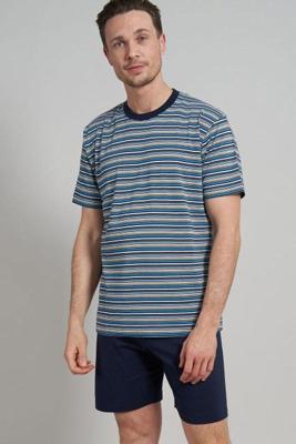 Gotzburg Shortama R-hals blauw gestreept