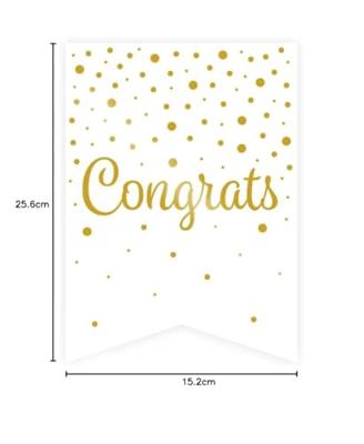 Vaandel Vlaggenlijn Congrats Goud/Wit (6m)