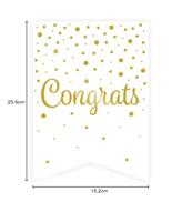 Vaandel Vlaggenlijn Congrats Goud/Wit (6m) - thumbnail