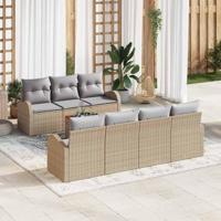 Tuinbankenset met kussen 8 pcs Beige poly rattan - thumbnail
