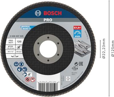 Bosch Accessories 2608607320 X571 Lamellenschijf Diameter 125 mm Boordiameter 22.33 mm Staal 1 stuk(s)