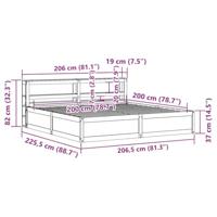 Bedframe met hoofdbord massief grenenhout wasbruin 200x200 cm - thumbnail