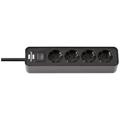 Brennenstuhl ecolor stekkerdoos 4-voudig zwart 1,5m h05vv-f 3g1,5 - 1153240000