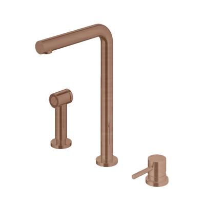 Keukenmengkraan Hotbath Fellow 3-gats Draaibare Uitloop en Uitneembare Handdouche Geborsteld Koper Living Colours