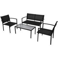 4-delige Loungeset textileen zwart - thumbnail