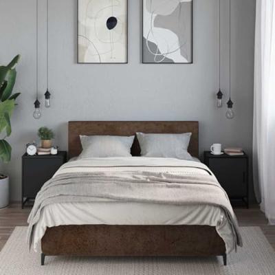 Nachtkastjes 2 st 40x31x50 cm bewerkt hout en metaal zwart