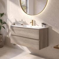 Ben Tendenza badmeubel incl. keramische wastafel 100x46x52cm nebraska eiken - thumbnail