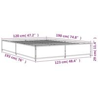 Bedframe bewerkt hout metaal sonoma eikenkleurig 120x190 cm - thumbnail