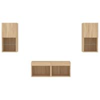 4-delige Tv-wandmeubelset met LED-verlichting sonoma eikenkleur - thumbnail