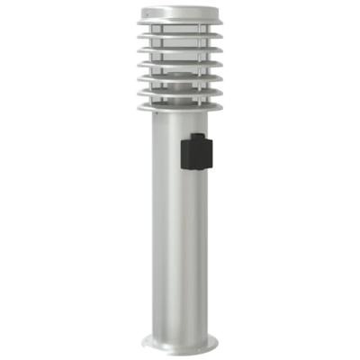 VidaXL Buitenvloerlamp met stopcontact 60 cm roestvrijstaal zilver - thumbnail