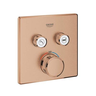 Inbouwkraan GROHE Grohtherm Smart Control Thermostaatkraan met 2-weg Omstelling Vierkant Warm Sunset Geborsteld