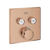 Inbouwkraan GROHE Grohtherm Smart Control Thermostaatkraan met 2-weg Omstelling Vierkant Warm Sunset Geborsteld - thumbnail
