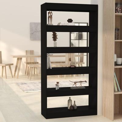 Boekenkast/kamerscherm 80x30x166 cm bewerkt hout zwart
