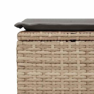 7-delige Loungeset met kussens poly rattan beige