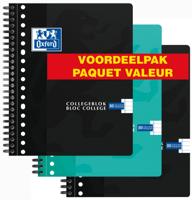 Oxford School collegeblok, ft A5+, 160 bladzijden, 17-gaats, gelijnd, assorti, 3 stuks - thumbnail