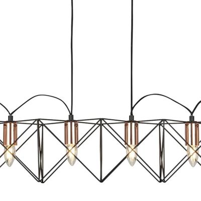 Searchlight Eetkamer hanglampAnthea 6-lichts zwart met roodkoper - 8416-6BK