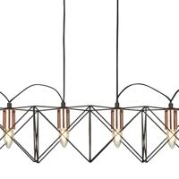 Searchlight Eetkamer hanglampAnthea 6-lichts zwart met roodkoper - 8416-6BK - thumbnail