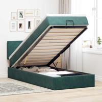 Ottoman bed met matras 90x190cm fluweel donkergroen - thumbnail