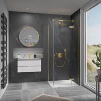 Ben Vivid douchecabine rechtsdraaiend incl. antikalk 100xincl. antikalk 100x200cm geborsteld messing - thumbnail