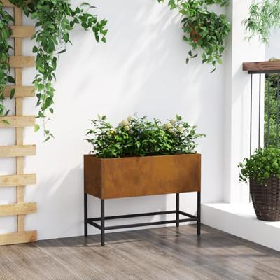 VidaXL Verhoogde tuin plantbak roestig 60 x 26 x 45 cm cortenstaal