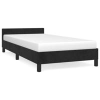Bedframe met hoofdeinde fluweel zwart 90x190 cm - thumbnail