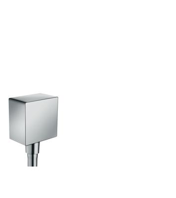 Hansgrohe Muuraansluitbocht FixFit Square met Terugslagklep Geborsteld Zwart Chroom