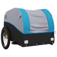 Fietstrailer 45 kg ijzer zwart en blauw - thumbnail
