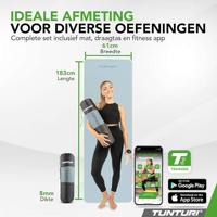 Tunturi Yogamat 8mm | Pilates mat | Fitnessmat | 183 x 61 x 0,8 cm | Incl Draagtas | Anti Slip en Eco | Licht Blauw - thumbnail