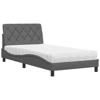 Bed met matras stof donkergrijs 100x200 cm